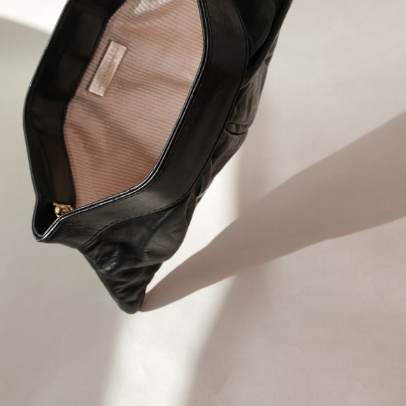 Lauren Merkin Classic Black Leather Clutch - Picture 3 of 3